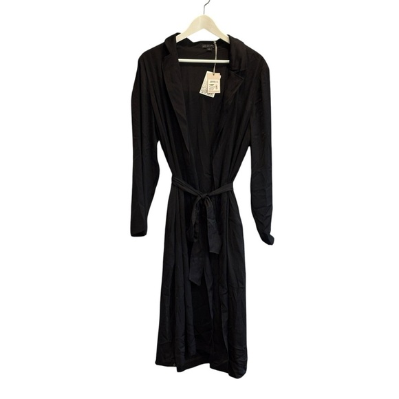 NEW Barefoot Dreams Black Collared Robe Size Large Washed Satin $198 NWT - Picture 10 of 14